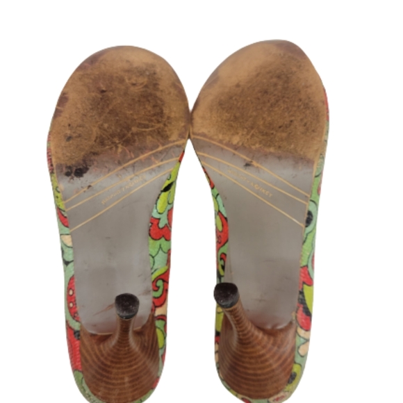 Naughty Monkey Floral Pin Up Pump Heels Multi Color Green Red Size 10 - Picture 7 of 10